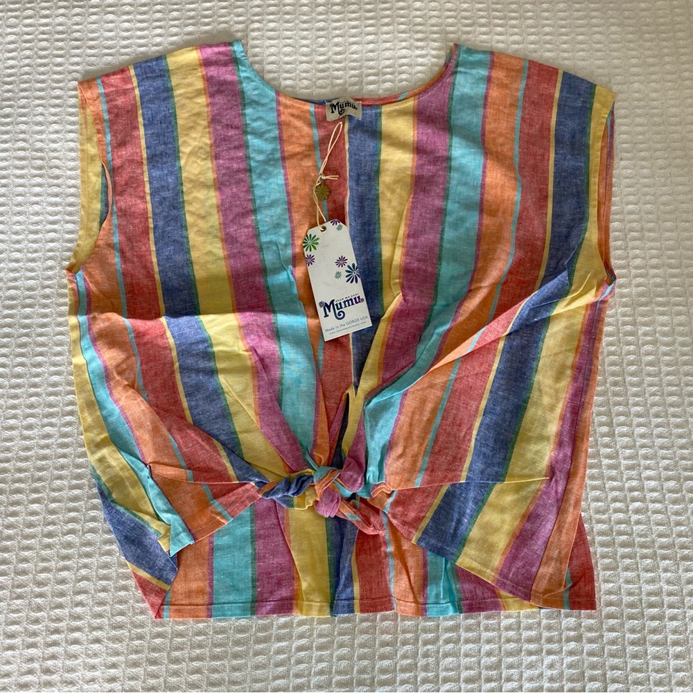 Show me your Mumu multicolor striped knot front top size Large